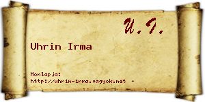 Uhrin Irma névjegykártya