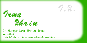 irma uhrin business card